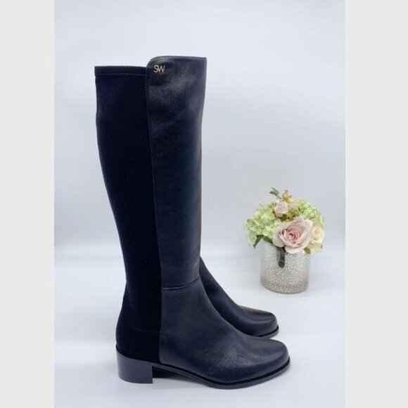 Stuart Weitzman Keelan City Womens Knee High Stretchy Boots Black Leather US 10 - Picture 8 of 11